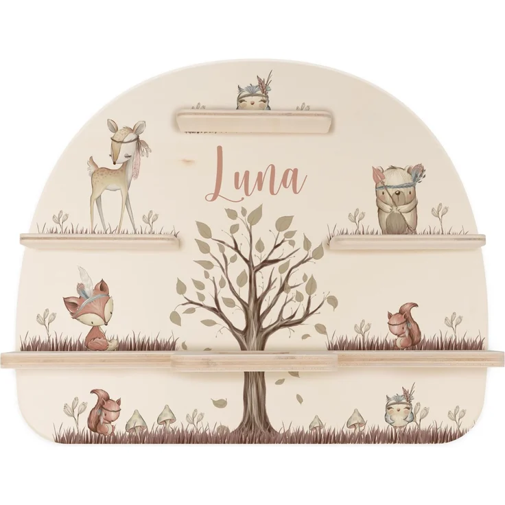 Kidsmood - Tonie Regal mit Namen – Wandregal für Toniebox 1 & Figuren | Abgerundete Ecken & Kanten Inkl. Metallplättchen für Tonie Hörfiguren | Kinderzimmer Regal für Mädchen & Jungen