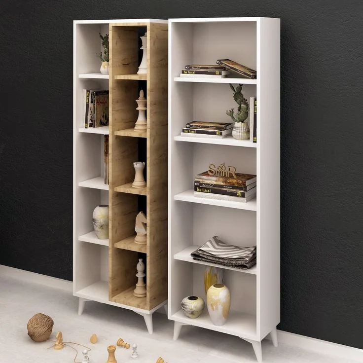 Calicosy 'POTENZA' Regal mit 15 Eichen- und Weißdekorationsfächern H162 cm - Helles Holz – Bild 3