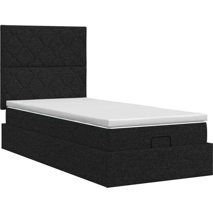 vidaXL Ottoman Bett mit Matratze Schwarz 90 x 200 cm Stoff 3457544 – Bild 5