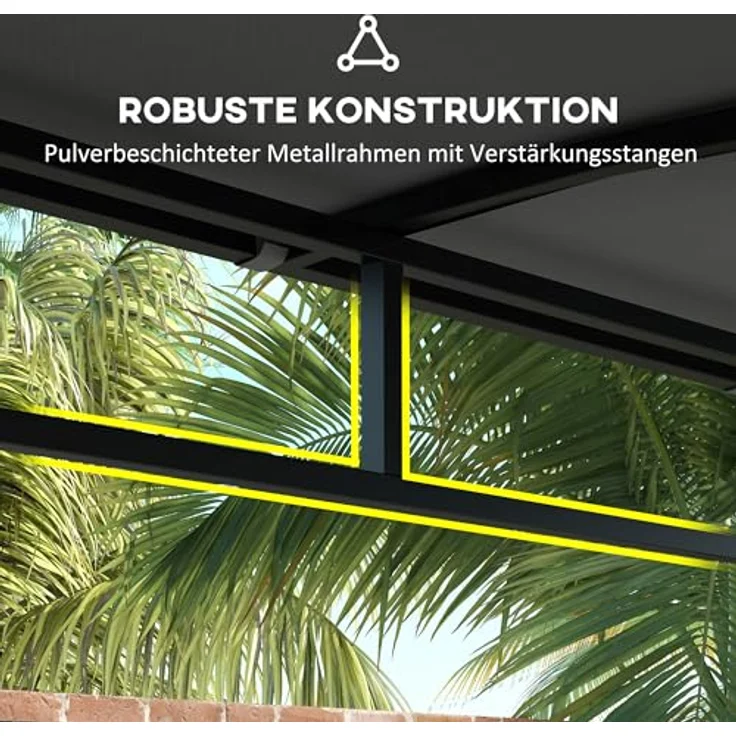 Outsunny Grillpavillon 215 x 150 x 220 cm, wasserabweisend mit gebogenem Dach, stabiler Metallrahmen und 10 Haken, dunkelgrau – Bild 5