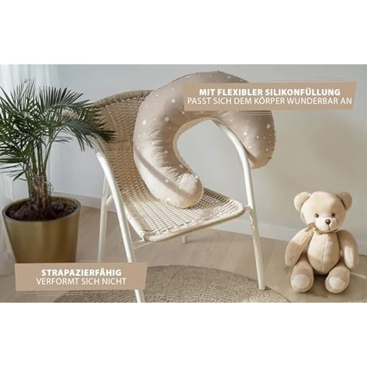 Totsy Baby Stillkissen klein Mond Baumwolle 130 cm Nursing und Breastfeeding Pillow Stillmond Stützkissen Stillhörnchen kleines Still Kissen und Lagerungskissen beim Stillen Oeko-Tex Monde – Bild 5