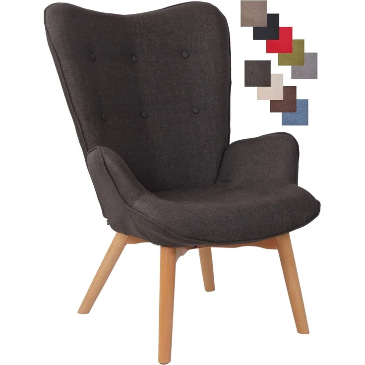 CLP Lounger Durham Stoff mit Buchenholz Gestell - Farbe:dunkelgrau