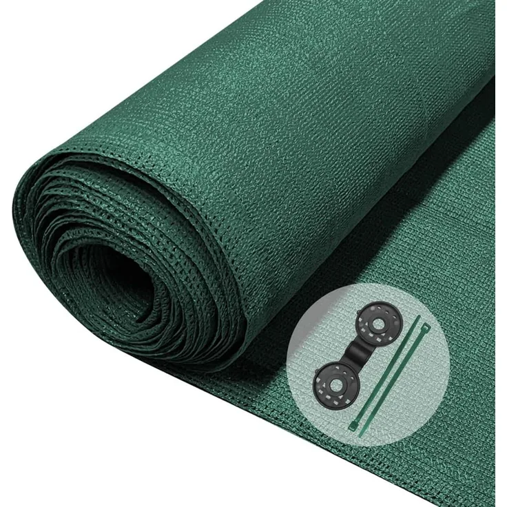 VOUNOT Zaunblende 1.8×10m, Sichtschutz Zaun 150 g/m² HDPE Schattiernetz, Windschutz UV-resistent Reißfest, 85% Beschattungsgrad, mit Löcher und Kabelbinder, Grün