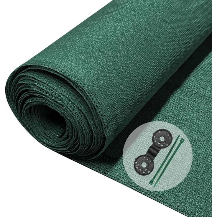 VOUNOT Zaunblende 1.8×10m, Sichtschutz Zaun 150 g/m² HDPE Schattiernetz, Windschutz UV-resistent Reißfest, 85% Beschattungsgrad, mit Löcher und Kabelbinder, Grün