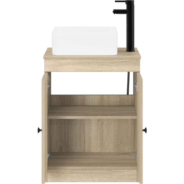vidaXL Waschbeckenschrank Sonoma-Eiche 54 x 41 x 100 cm Holzwerkstoff 3404234 – Bild 3