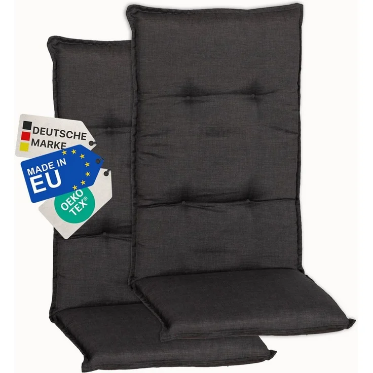 NYVI Hochlehnerauflage Hochlehner Auflagen 2er Set Barcelona - Gartenstuhlauflagen 118x50cm, (2 St), Stuhlauflage, Sitzauflage mit Halteband, UV-fest – Bild 1