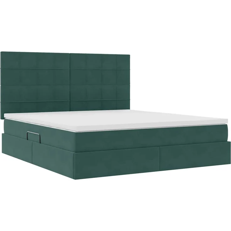 vidaXL Aufbewahrungsbett mit Matratze Dunkelgrün 180 x 200 cm Samt 3372048 – Bild 5