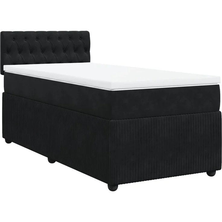 vidaXL Boxspringbett mit Matratze Schwarz 90x200 cm Samt 3287646 – Bild 2