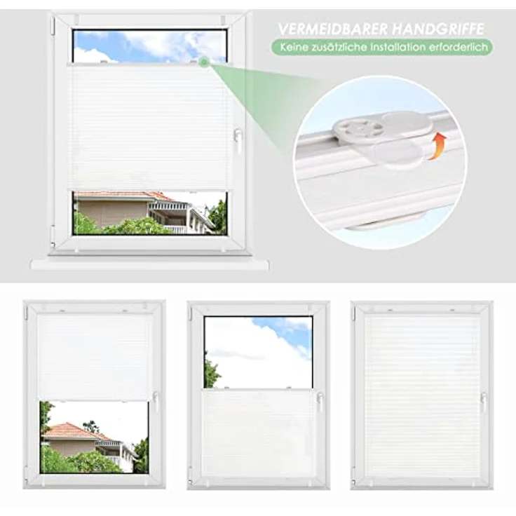 bobodeco Plissee Faltrollo Klemmfix ohne Bohren, Sichtschutz & Sonnenschutz Blickdicht, Weiß 40x200cm, lichtdurchlässig, für Fenster & Tür – Bild 5