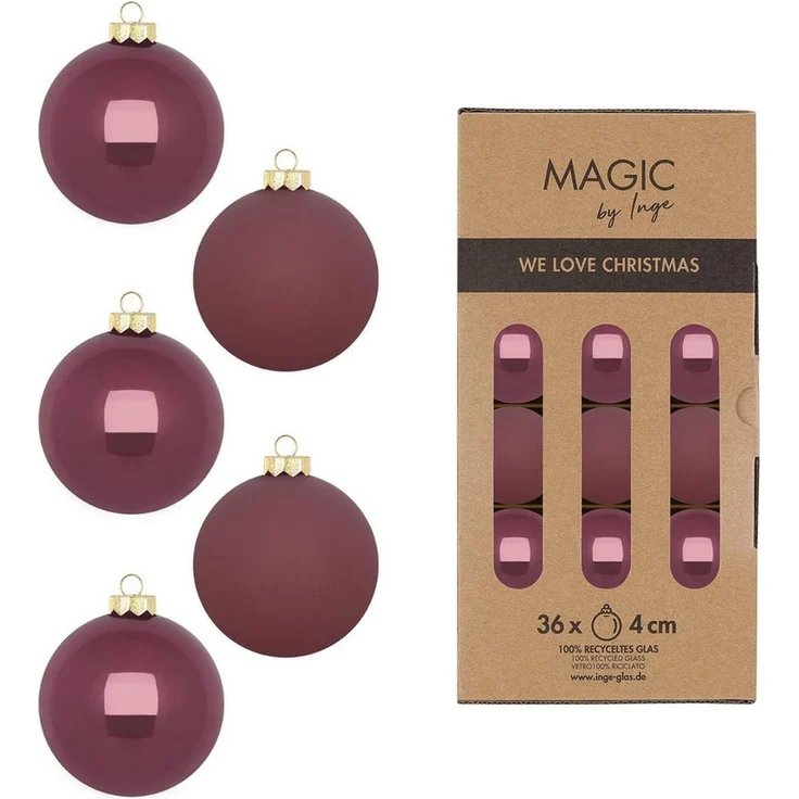 MAGIC by Inge Weihnachtsbaumkugel, Weihnachtskugeln Glas 4cm 36 Stück - Dusty Rose