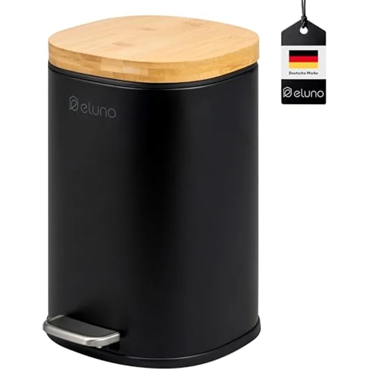 eluno Kosmetikeimer FRAMURA, 5 Liter, aus Metall und Bambus