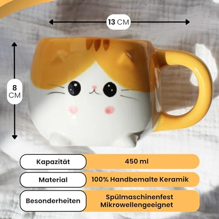 Winkee Becher Pet Buddies Kaffeebecher Kätzchen Kitten, Keramik, ca. 14 x 11 x 9 cm, für ca. 300 ml – Bild 5
