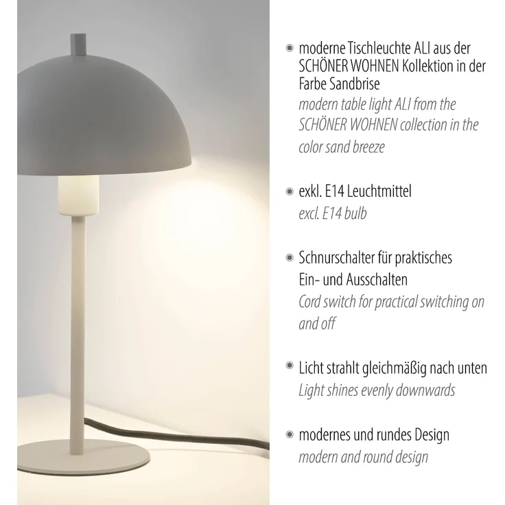 SCHÖNER WOHNEN-Kollektion LED Tischleuchte ALI, Ein-/Ausschalter, ohne Leuchtmittel, SCHÖNER WOHNEN Kollektion, Schnurschalter, Downlight – Bild 3