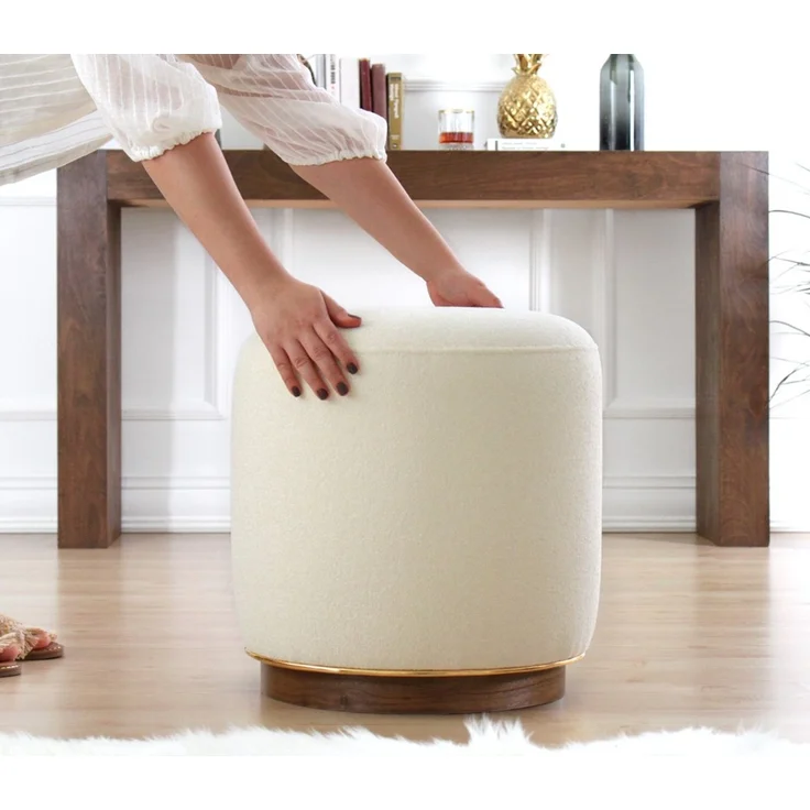 Hanah Home 'Zeone - Cream' Pouffe, Creme, 42 x 43 x 42 cm – Bild 3