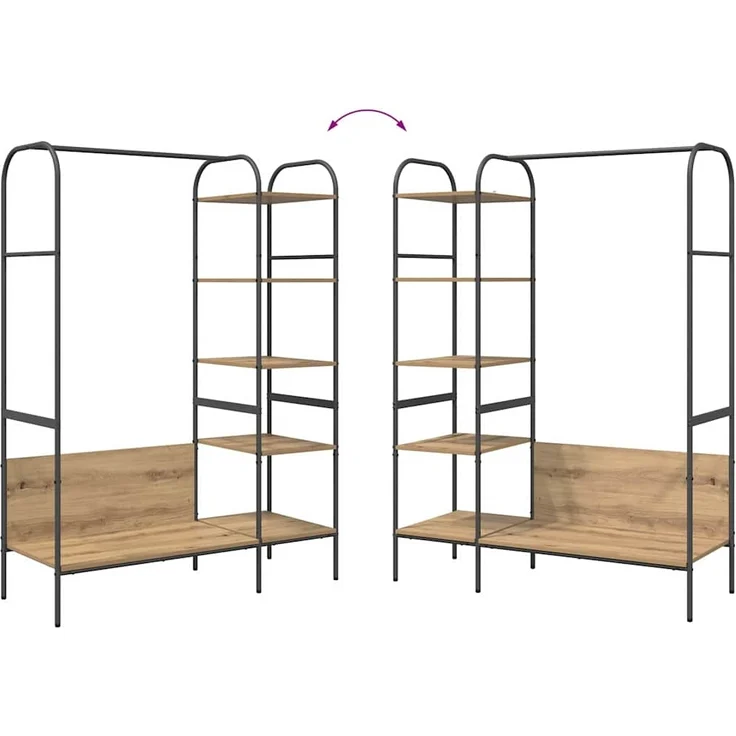 vidaXL Kleiderständer mit Regal Beige 120 x 44 x 160 cm Holzwerkstoff 868450 – Bild 10