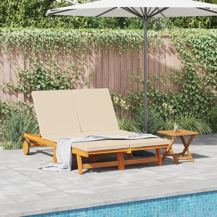 vidaXL Sonnenliege Braun 125 x 200 x 84 cm Massivholz Akazie 3325190 – Bild 2
