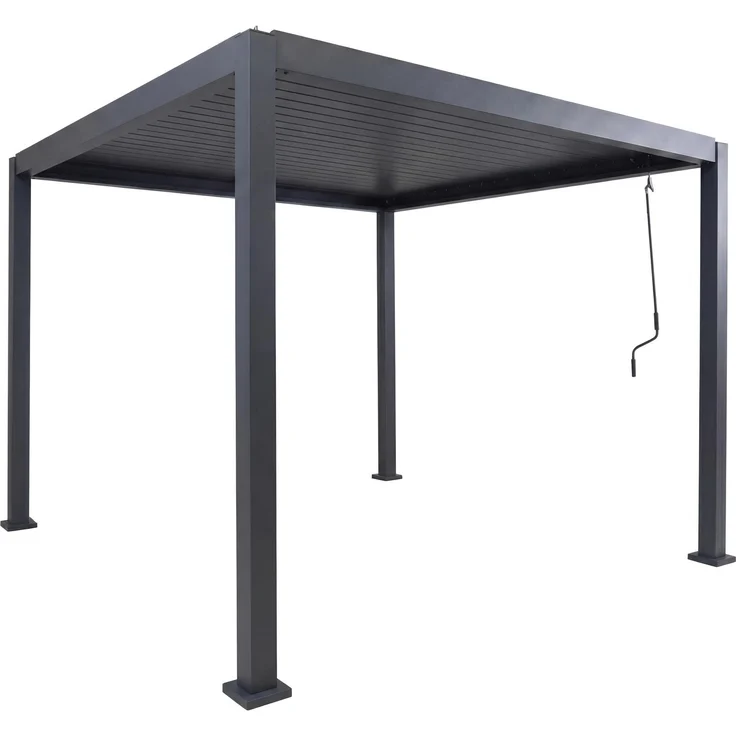 Pergola HWC-P65, Terrassenüberdachung Gartenpavillon Lamellen-Pavillon, 10cm-Aluminium-Gestell 3x3m ~ anthrazit – Bild 9