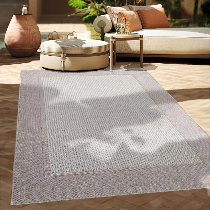 Paco Home In-& Outdoor Teppich Balkon Terrasse Küchenteppich Modernes Boho Ethno Muster, Grösse:133x190 cm, Farbe:Beige 7 – Bild 1