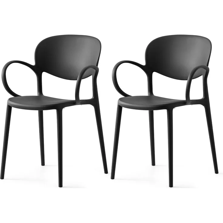 Connubia, 2 Stühle Abby, recyceltes Polypropylen, 100% schwarz matt