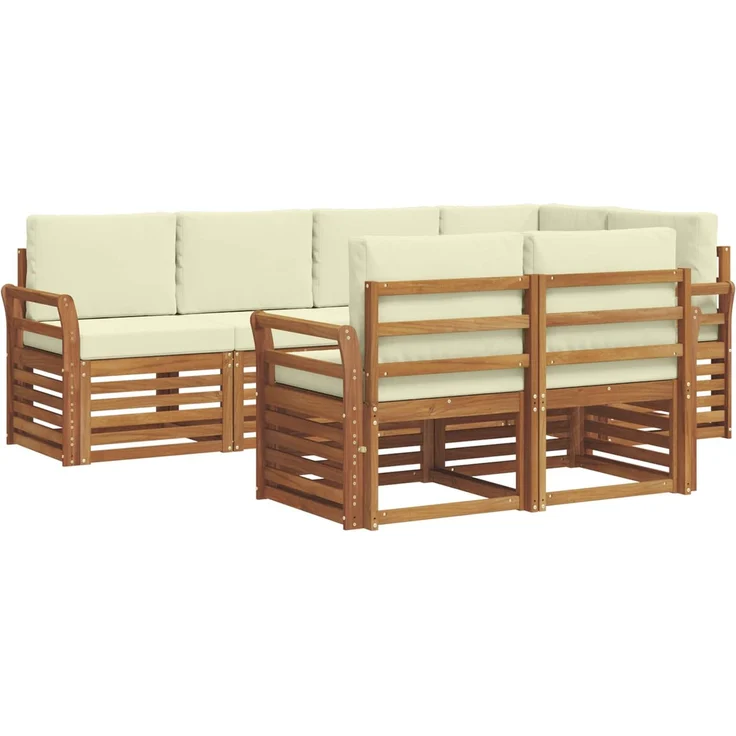 vidaXL Outdoor-Sofagarnitur 7 stk. 7-Sitzer Natur und Creme 3374970 – Bild 2