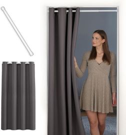 tinycurtains Türvorhang mit Stange, grau Nebula, 70-120 cm