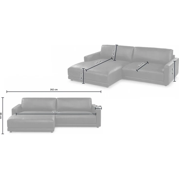 KAWOLA Sofa MARLIN Ecksofa Stoff cremeweiß Longchair links 80 x 168 x 262 cm – Bild 9