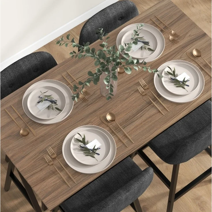 Bargarnitur 5-teilig, Tisch 120x60x91 cm und 4 gepolsterte Barhocker in Dunkelgrau – Bild 9