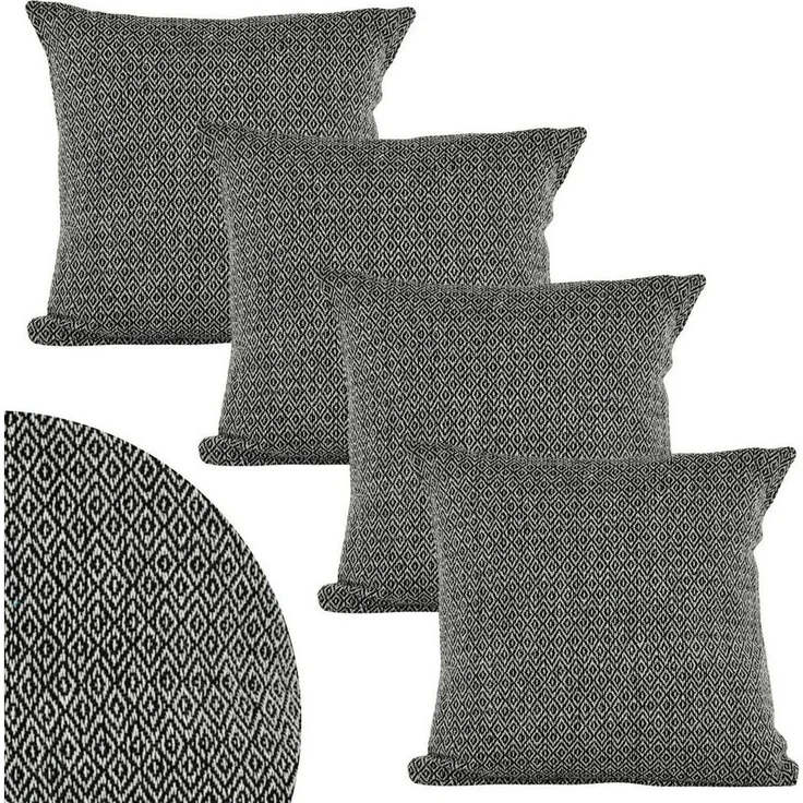 Marrakesch Orient & Mediterran Interior Zierkissen 4er Set Kissenbezüge Calix Anthrazit 40cm Baumwolle, Boho Handarbeit, (4 St) – Bild 5