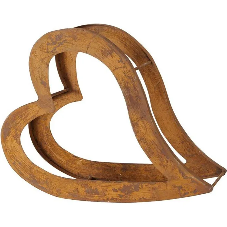 Kaminholzregal, Herz liegend, rostfarben, H 57 cm