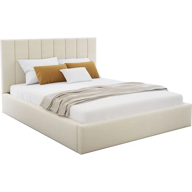 FDM Polsterbett KAJA modern mit Bettkasten MADE IN EU - mit hochwertigem Paris Bezug (verfügbar 90x200 120x200 140x200 160x200 180x200cm, Bettrahmen, Bett, mit großen gepolsterten Kopfteil, mit Bettkasten zum aufklappen), Hebbarer Metallrahmen, Bettkas...