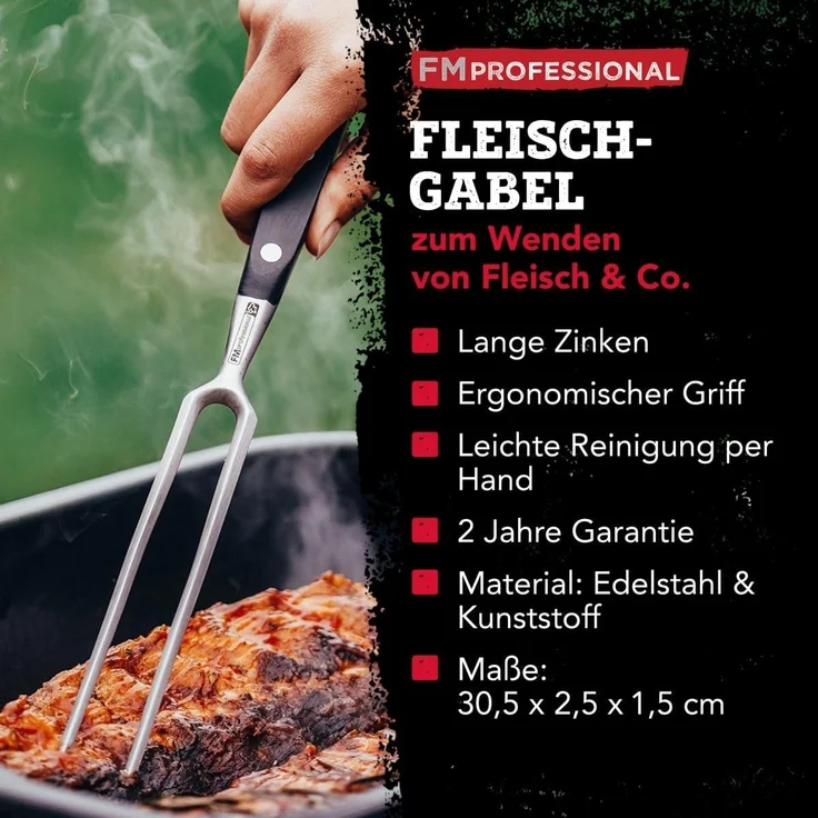 FMprofessional Fleischgabel, Kunststoff/Edelstahl Schwarz-Silber, 30 cm – Bild 4