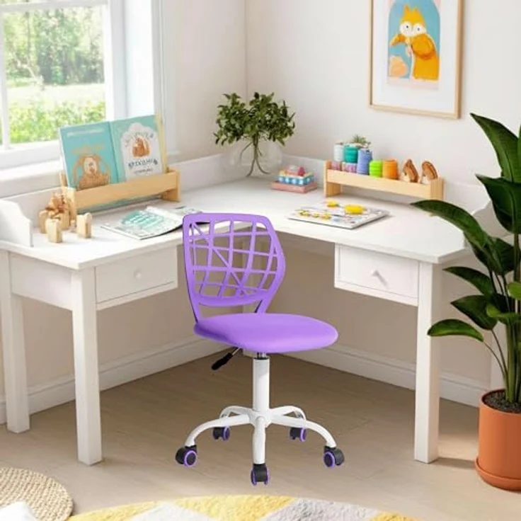 FurnitureR Kinderstuhl höhenverstellbar für Schreibtisch, ergonomischer bunter Jugendstuhl mit Rückenlehne & Armlehnen, Drehstuhl mit 5 Rollen, für Kinder 3–10 Jahre, bis 100 kg belastbar – Bild 2