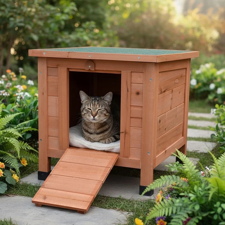 Katzenhaus Outdoor Wetterfest Haus Katzen Höhle Bett Katzenhöhle XL Katzenhütte – Bild 1