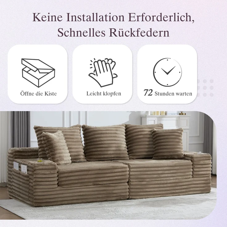 ZUBALIYA Schlafsofa 98x87 cm, mit Stauraum, mit Treppe, mit Leiter, mit Cordbezug, mit Schaumstoffpolsterung, Rot – Bild 6