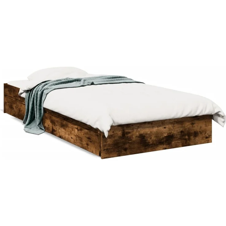 vidaXL Bettgestell mit Schubladen Räuchereiche 100x200cm Holzwerkstoff 3280675 – Bild 2