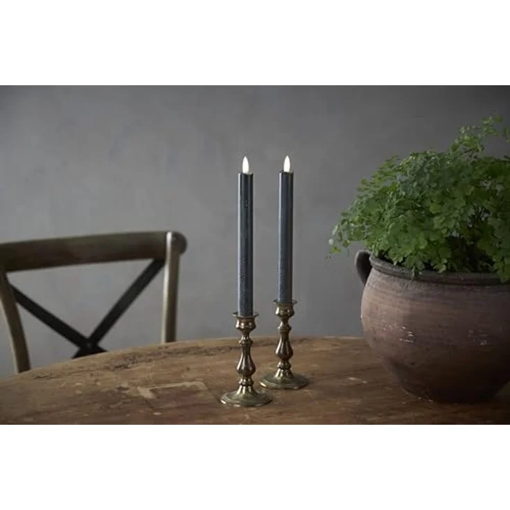 LED Stabkerzen Flamme, 2er-Set, Wachs, flackernd, schwarz, 25cm – Bild 4