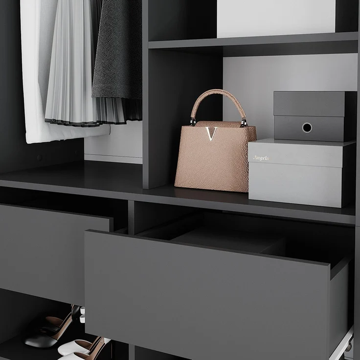 Kleiderschrank Elmo Anthrazit 100 x 200 cm 3er Set Vicco – Bild 4