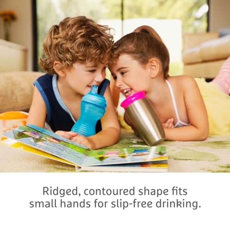 Munchkin Mighty Grip Cups | Trainer Toddler & Baby Bottle | BPA Free | Non Spill |Leakproof | Baby Weaning Cup from 9+ Months | Toddler Bottle 10oz/296ml| 3 Pack | Blue & Green – Bild 3