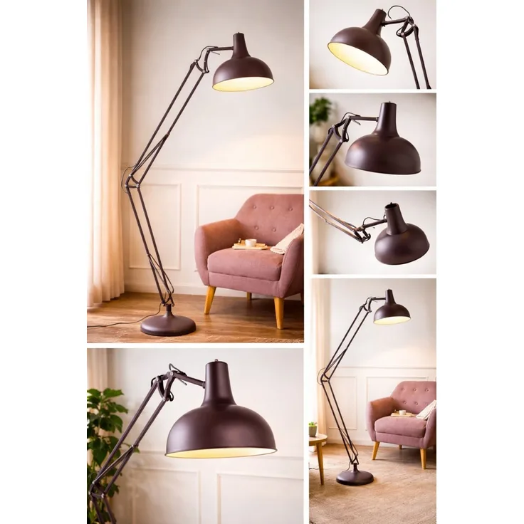 Moderne Stehlampe Industrial und flexiblem Arm Braun