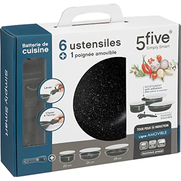 5five Töpfe-Set mit abnehmbaren Griffen und Silikondeckeln 6-teilig – Bild 9