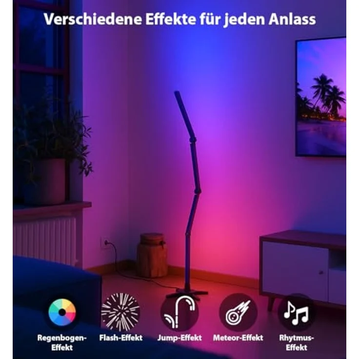 Northpoint LED Stehlampe RGB Faltbar Digitale LEDs 178cm hoch Wandleuchte Musik Timer – Bild 4
