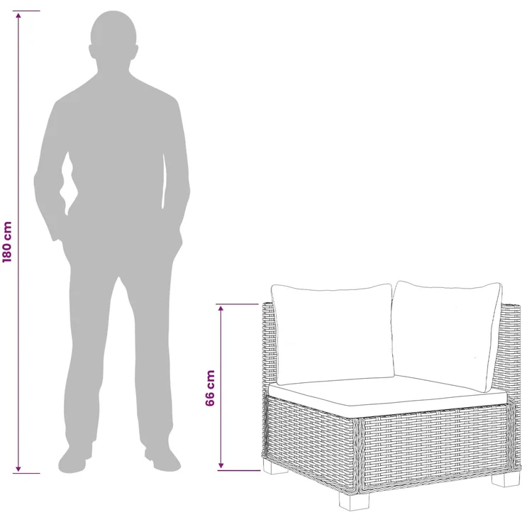vidaXL 2 Stk. Rattan-Lounge-Set mit Kissen GENDT Naturrattan Kubu Grau 42034404 – Bild 10