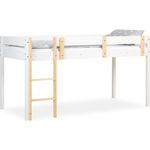Hochbett Kinder 90x200 cm Lattenrost Weiß Kinderbett Leiter Holz Kiefer Jugendbett Halbhochbett