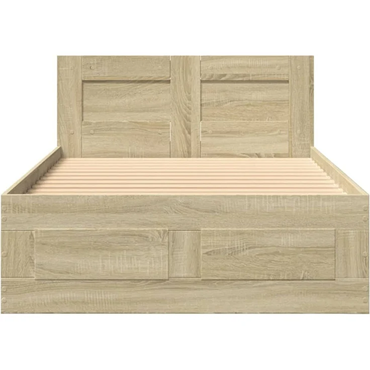 vidaXL Bettgestell mit Kopfteil Sonoma-Eiche 90x200 cm Holzwerkstoff 3295585 – Bild 4