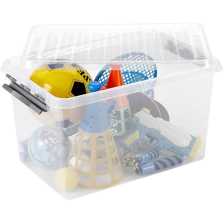 3 Stück Aufbewahrungsbox Q-Line 62L transparent mit Deckel Kunststoffbox 3er Set – Bild 2