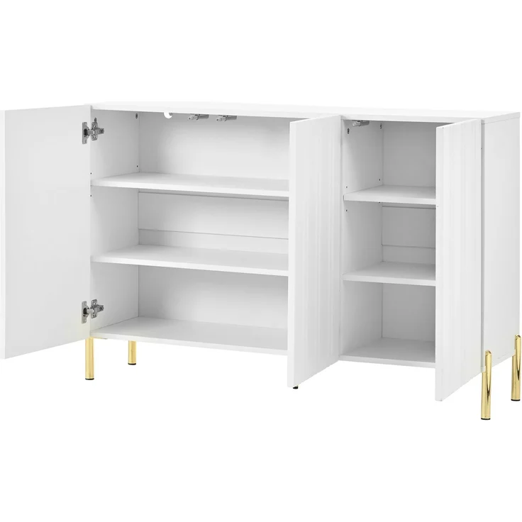 ZUBALIYA Schuhschrank 120 x 35,5 x 80 cm, mit 3 Türen, aus MDF / Spanplatte, Weiß – Bild 17