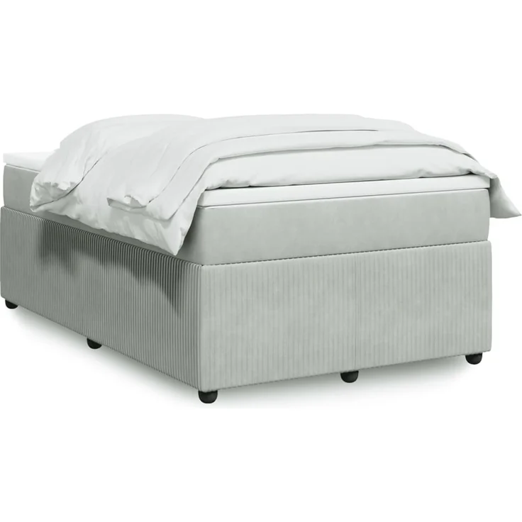 vidaXL Boxspringbett mit Matratze Hellgrau 120x200 cm Samt 3285632 – Bild 1