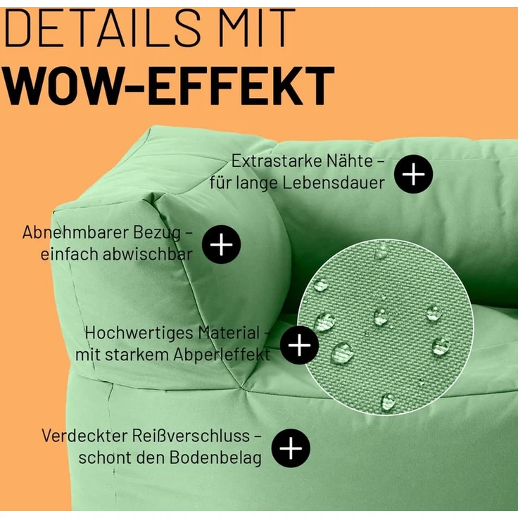 Lumaland Sitzsack-Sessel Modular 96x72x70cm pastellgrün – Bild 5