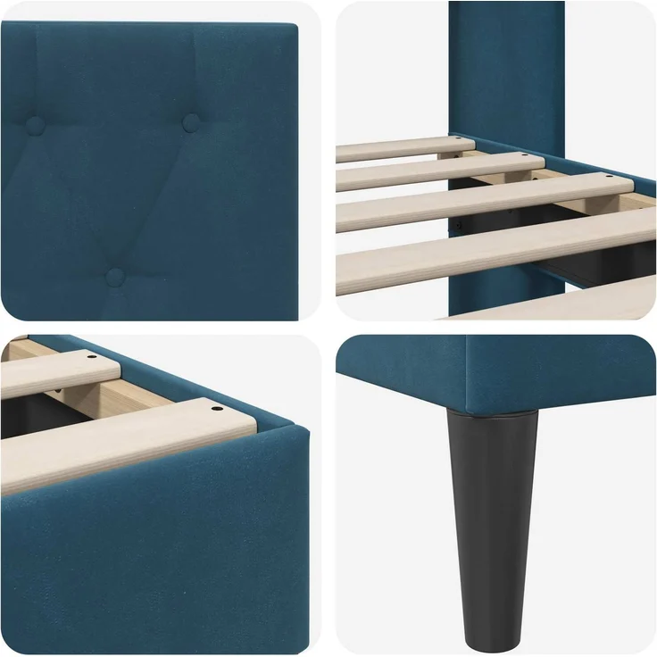 vidaXL Bettrahmen mit Kopfteil Blau 120 x 200 cm Samt 42027660 – Bild 7
