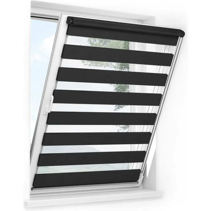 Doppelrollo Doppelrollo, 30x130 cm, schwarz, jalousiescout, verdunkelnd, mit Bohren/ohne Bohren, freihängend, Klemm- oder Schraubmontage, freihängend, Klemmträger, Montage mit oder ohne Bohren